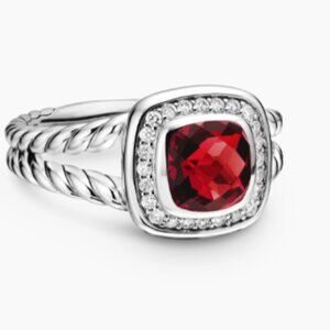 David Yurman petite Albion garnet with diamonds &  DY bag